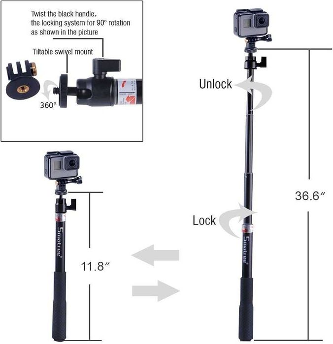 Selfiestick Monopod Smatree SmaPole Q3 – Selfie Stick do GoPro / Kamer / Telefonu