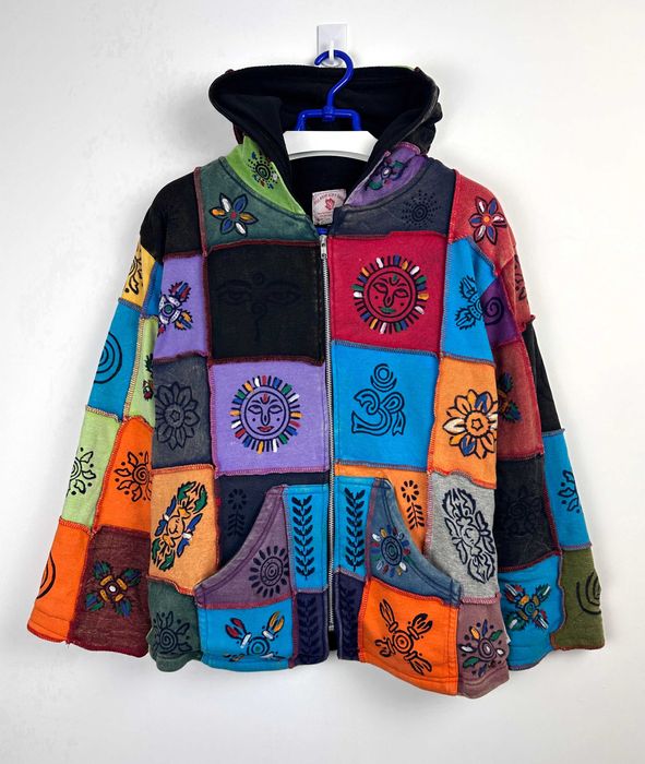Bluza rozpinana Nepal Hippie kolorowa retro vintage r. L