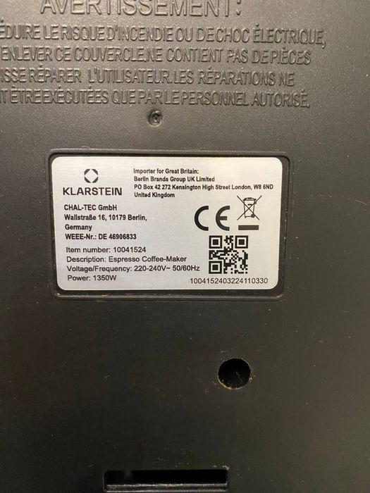 Кавоварка Latte з Німеччини Klarstein Arabica Comfort 10041524