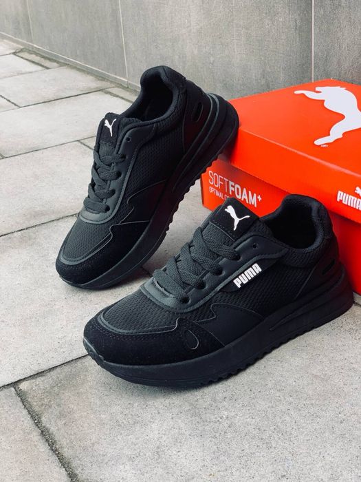 Черные женские кросовки / Puma SoftFoam / летние продуваемые кроссовки пума / мягкая подошвча / практичные на каждыйдень