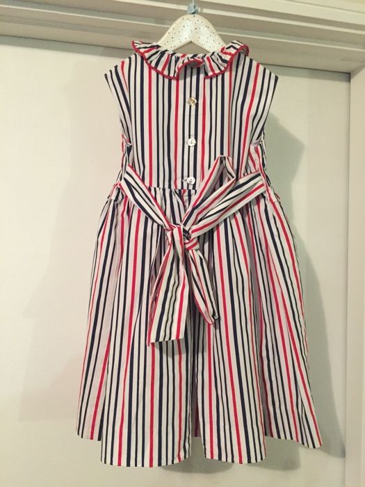 Vestido Papo D’Anjo T4 anos com favos riscas