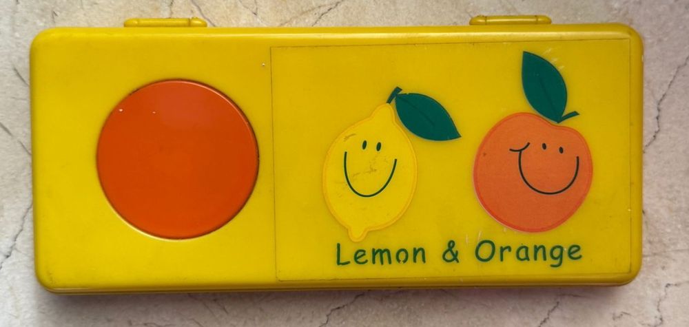 Guarda lápis laranja e amarelo