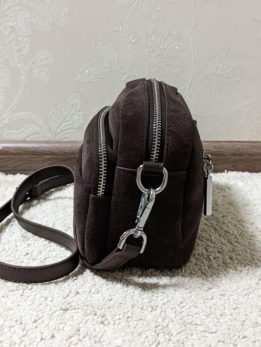 Женская сумка кроссбоди из натуральной замши Polina & Eiterou шоколад