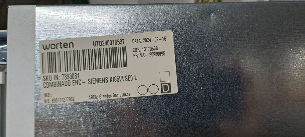 Frigorífico de encastrar Siemens