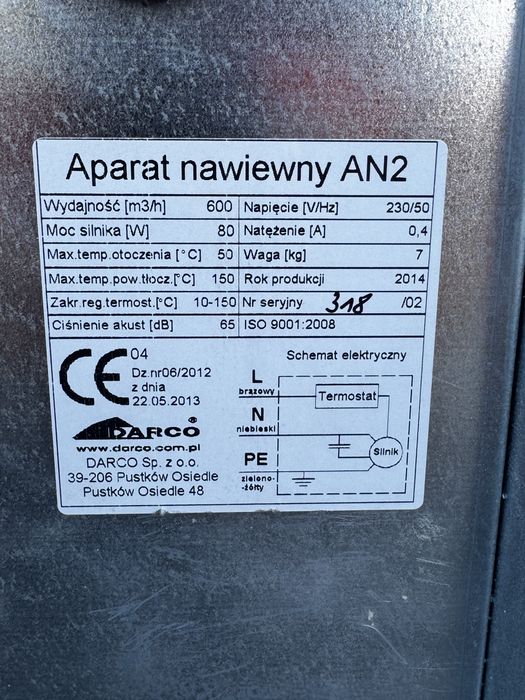 Aparat nawiewny DARCO AN2 – 600 m³/h – 230 V