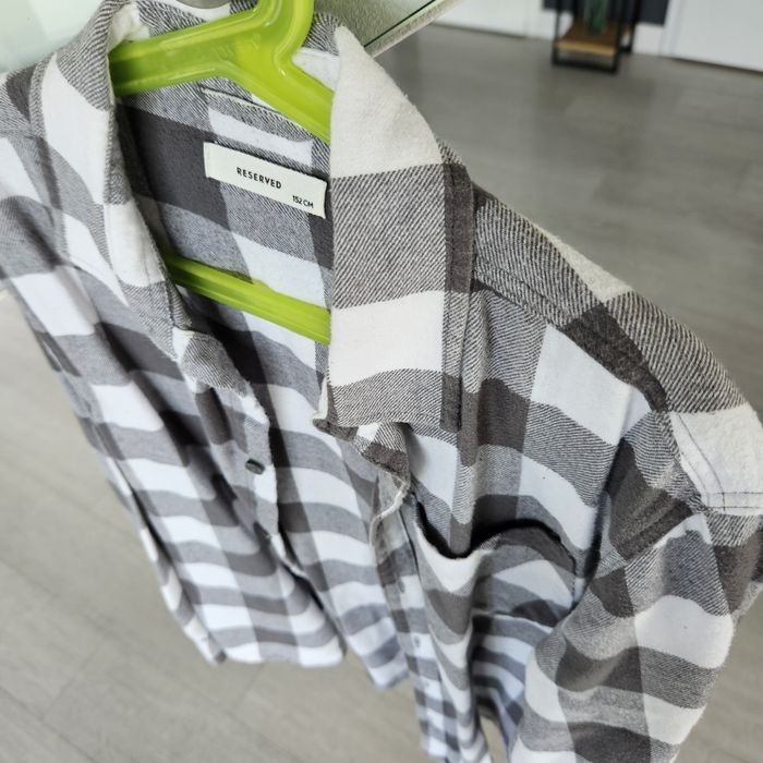 Koszula RESERVED flanelowa chłopięca jak nowa 152 biało szara