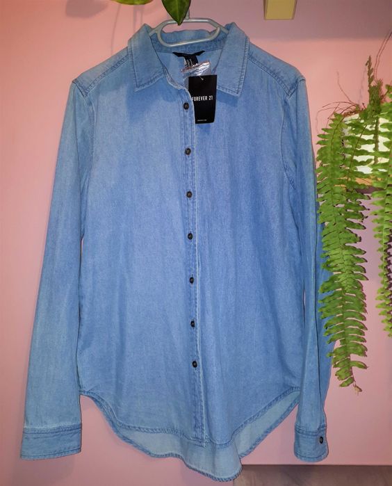 Nowa jasno-jeansowa/dżinsowa koszula M/38 Forever 21, 100% bawełna