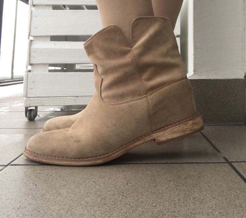 Botki zamszowe beżowe