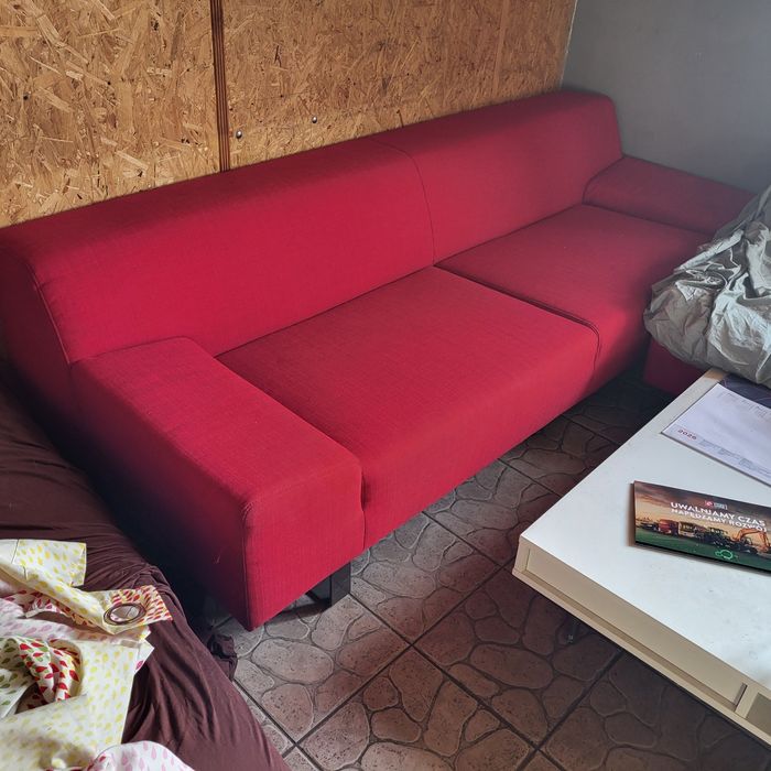 Kanapa sofa czerwona  200x100cm 2 szt