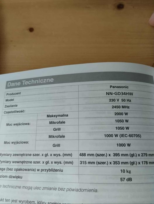 Sprzedam Mikrofale Panasonic INVERTER