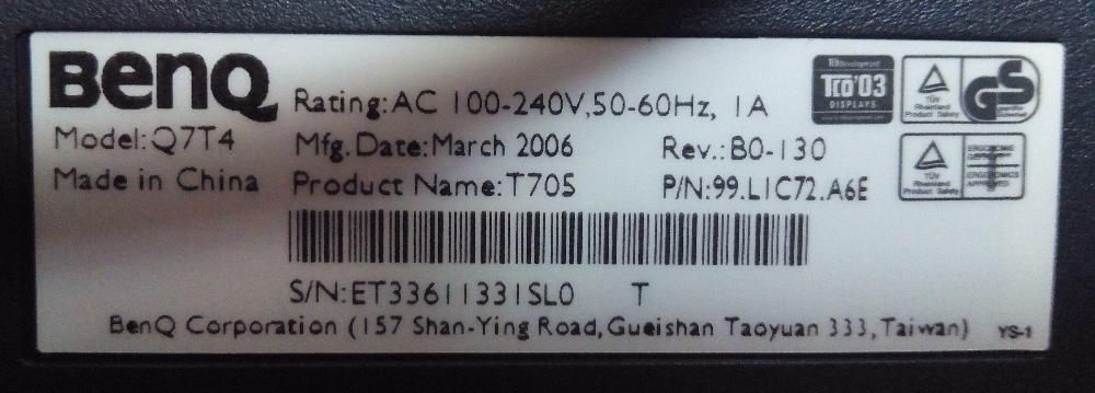 BENQ T705 Monitor – 17" LCD + Offers64738275360001123