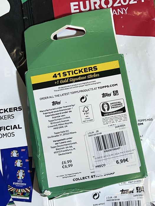 Pack Topps UEFA EURO 2024 - Álbum Oficial + 65 Stickers (Novo)