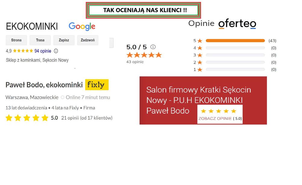 Kominek narożny montaż 10 lat gwarancji Warszawa