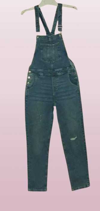 Ogrodniczki jeansowe spodnie bawełna + elastan zwężane S/M / 327O