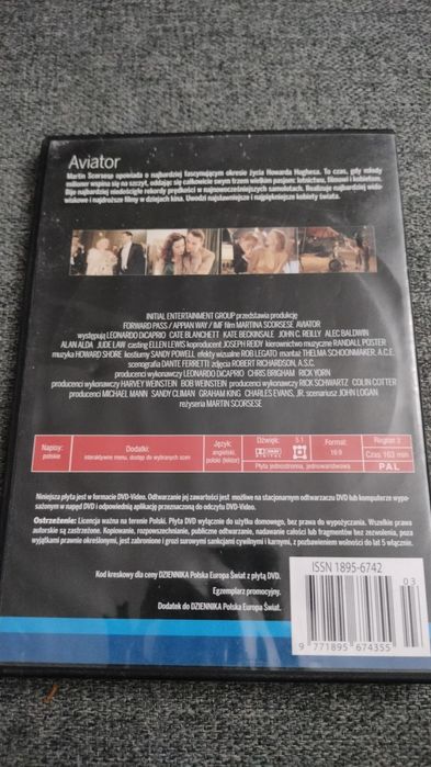Film DVD Aviator, Leonardo DiCaprio, wydanie z Gazety Dziennik