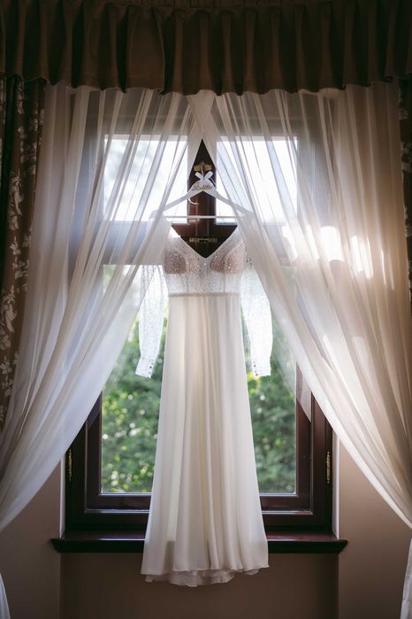 Sukienka ślubna, cekiny, koraliki, styl glamour + gratis!