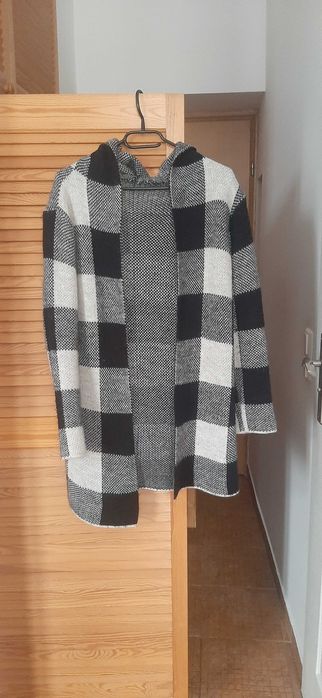 Długi sweter w kratkę S/M