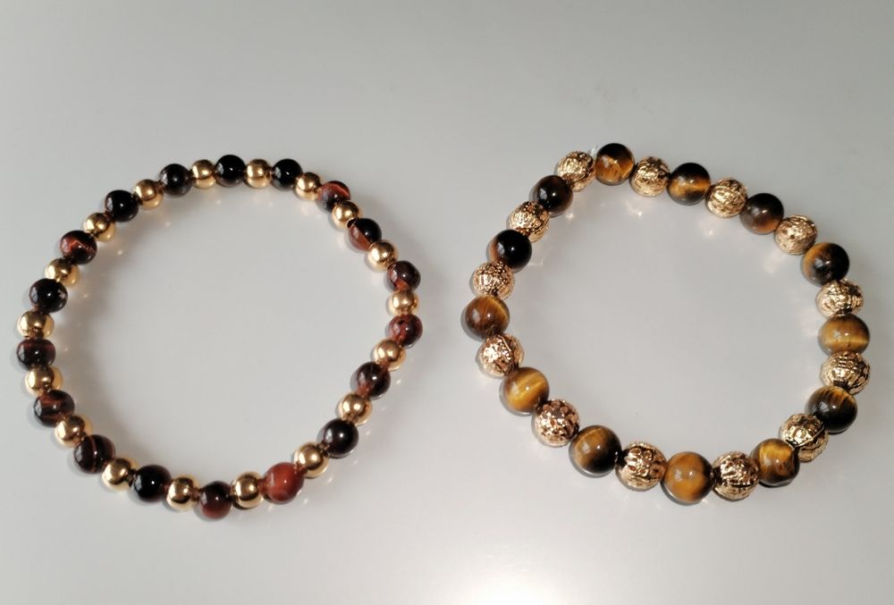 Pulseiras semi preciosas olho de tigre e olho de boi