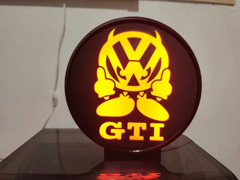 Lightbox Luminaria decorativa VW Volkswagen GTI cx Preta