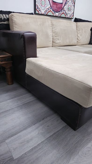 Sofa Pele Chaise Longue 5 lugares