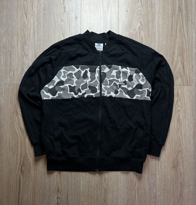 Adidas Big logo Camo Bluza rozpinana Track Jacket Rap Skate Streetwear