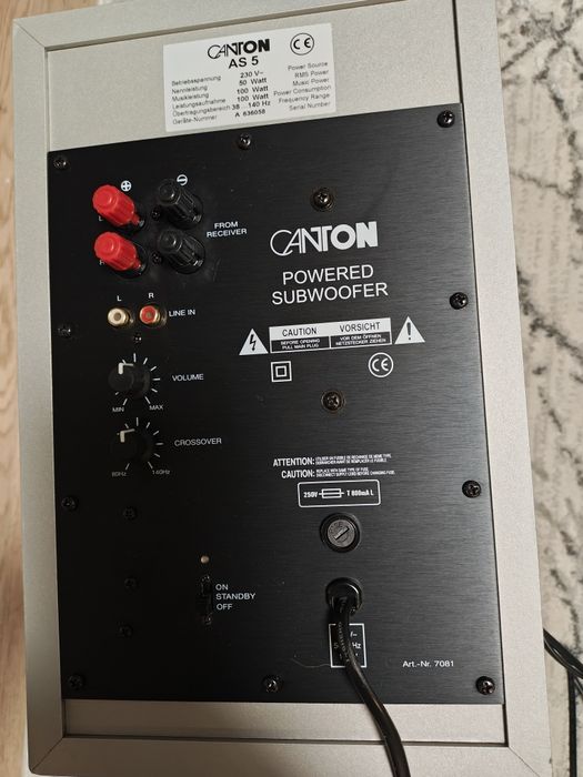 Subwoofer Canton AS5 aktywny plus 4x Canton + uchwyty +LG  Centralny