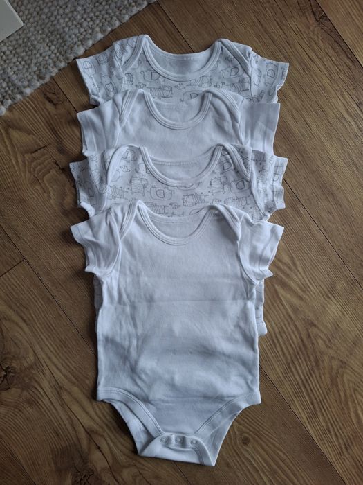 74cm, białe body unisex, komplet body