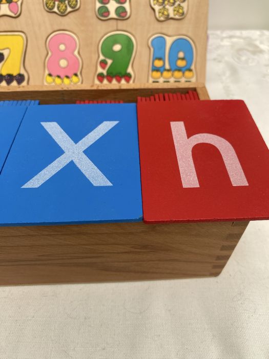Montessori Letras de areia e Numeros brinquedos de madeira educativos