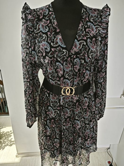 ONLY zwiewna sukienka z długim rękawem - wzór Paisley - rozmiar M/L