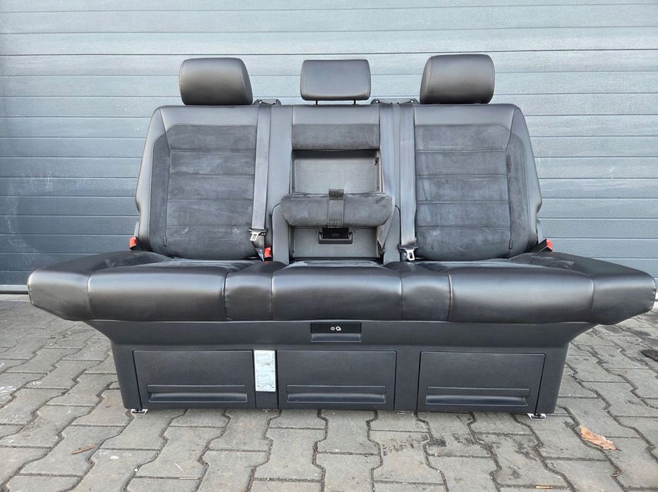 VW T6 MULTIVAN HIGHLINE fotel kanapa łóżko tył rozkładane skóra alcantara