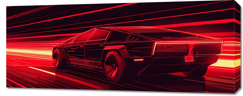Obraz 100x40cm Prędkość w Czerwonym Neonie