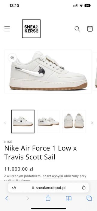 Buty nike x travis scott air force 1 low biale rarytas sneakersy