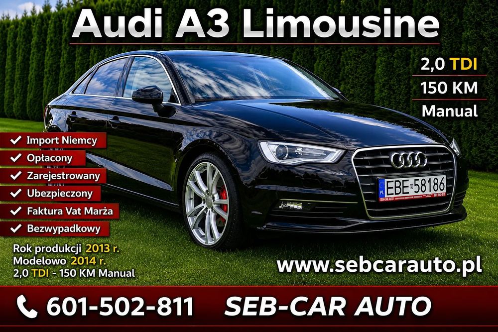 Audi A3 Limousine 2.0 TDI-150 KM Limousine Manualna Skrzynia