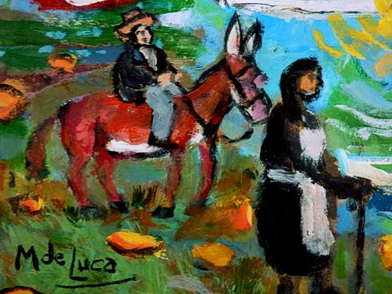 Quadro a óleo em madeira assinado 35 x 64.5 cm.