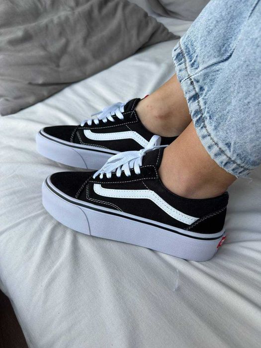 Кеди Vans Old Skool Platform / Ванс Олд Скул Платформ черные белые 38 39 40 41 42 43