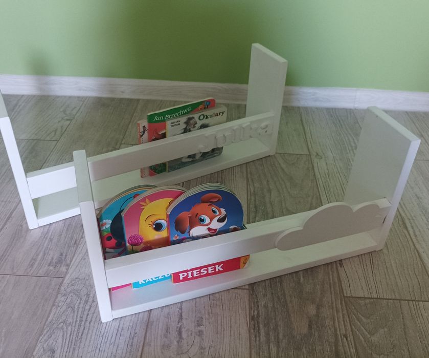 Półki półeczki drewniane do pokoju dziecka dziewczynka białe chmurka Julka  52cm i 58cm