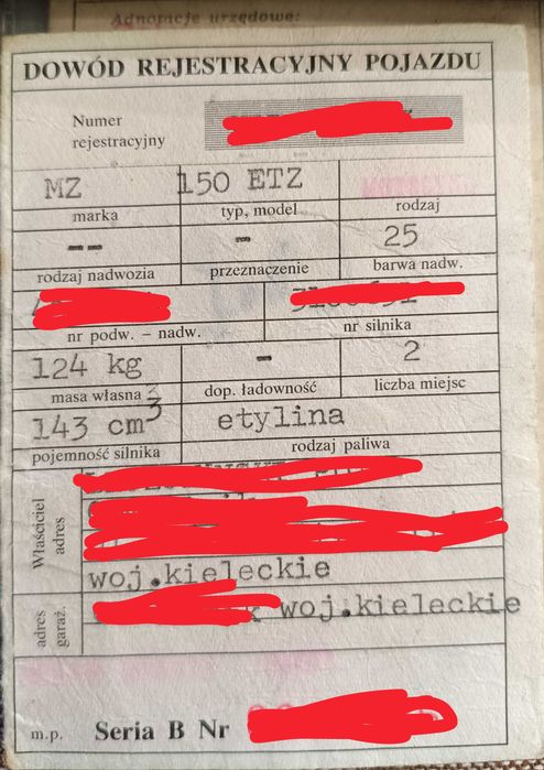 MZ ETZ 150 z papierami