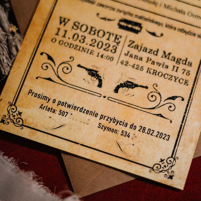 Zaproszenia na ślub w stylu Peaky Blinders