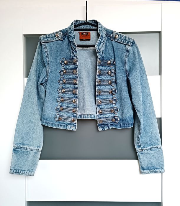 Jeansowa kurtka damska katana wiosenna S M krótka ramoneska