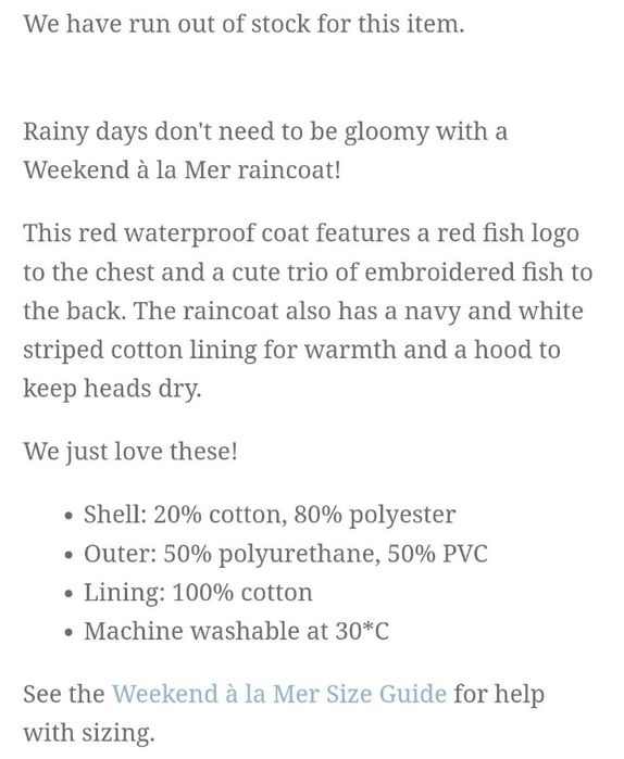 Дощовик плащ Дождевик Week-end à la mer Вік 2-3 р.Новий!
