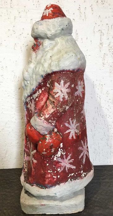 Редкий Антикварный Дед Мороз (49 см) — Гипсовая Копилка, 40-50 годов