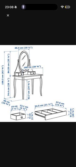 IKEA HEMNES toucador com espelho e banco