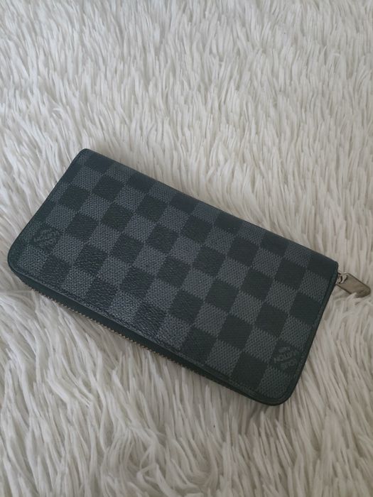 Szary duży portfel szachownica 19,5x10,5cm