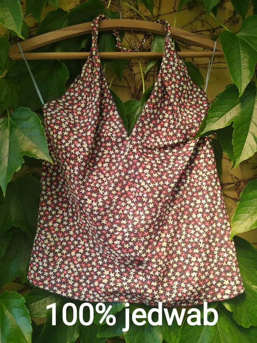 Koszulka jedwabna lato impreza odkryte plecy rozmiar 40