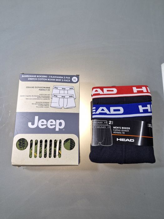 Zestaw Bokserki Męskie 4 szt. Head i Jeep Czarne i Military Rozmiar XL