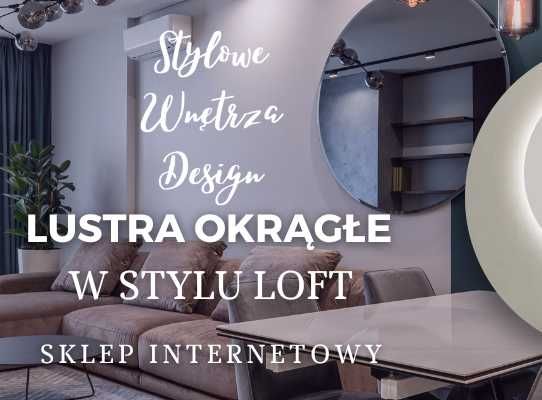 Lustro loft w okrągłej aluminiowej ramię