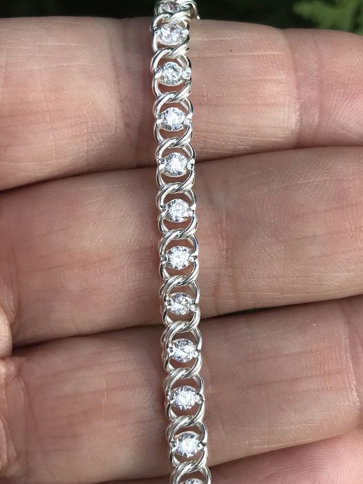 Женский серебряный браслет  «Арабка с камнями», серебро 925 проба