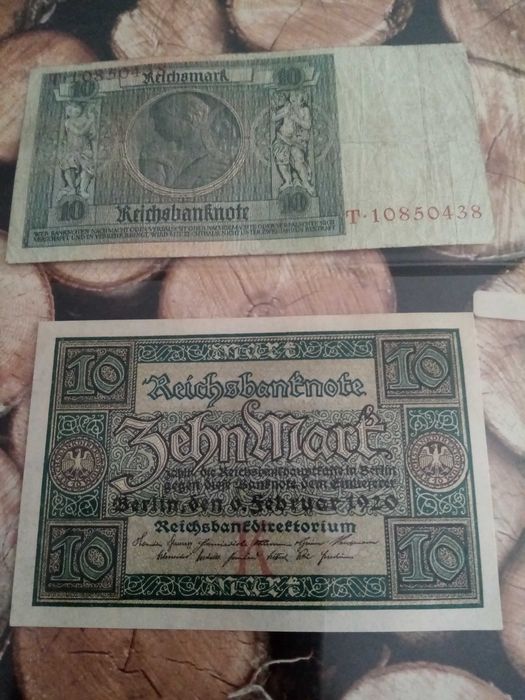 ALEMANHA 2 Reichsbanknote10 Mark RARAS De 6 Fevereiro 1920 Y 5548933 e 22 JANEIRO de 1929 Nº T10850438