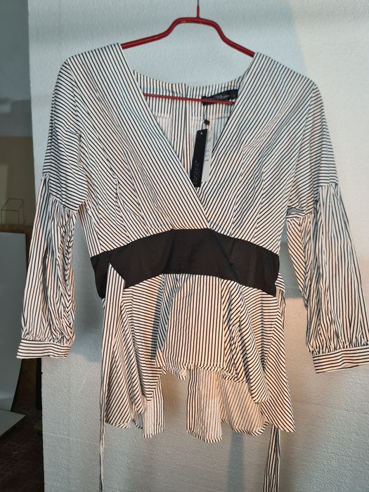 Camisa senhora riscas preto branco Zanzea S