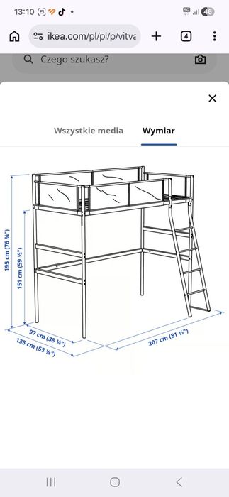 Antresola VITVAL ikea + Materac